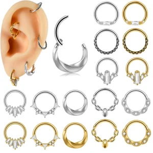 Stainless Steel Nose Septum Clicker Ring Surgical Steel Segment Hoops Body Piercing Earring