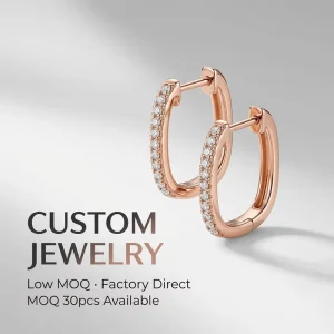 Stainless Steel Pave Hoop Earrings Custom OEM Rose Gold Oval CZ Micro Set Loop for Modern Brand Jewelry