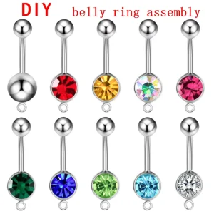 Stainless Steel Piercing Jewelry a Ball Diamond Setting DIY Belly Button Ring Charm Assembly Attachment Fashion Body Jewelry