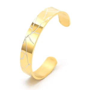 Stainless Steel Plated Gold Fashion Design Opening Bracelet Female European American Niche Design Simple Personalized Couple