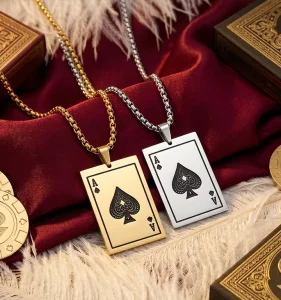 Stainless Steel Poker Necklace Men Boys Spades Ace Pendant Chain Jewelry Factory Direct Supplier