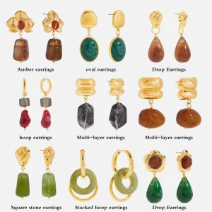 Stainless Steel Resin Earrings Minimalist Light Luxury Unique Design Fashion Jewelry for Women Gift