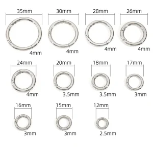 Stainless Steel Round Snap Buckle Keychain Bag Hook O Ring Trigger Carabiner Connector With Spring Loop
