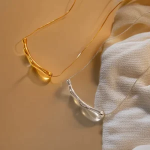 Stainless Steel Ruched Necklace Irregular Pendant Niche Design Premium Feel Clavicle-Length Chain Women’s