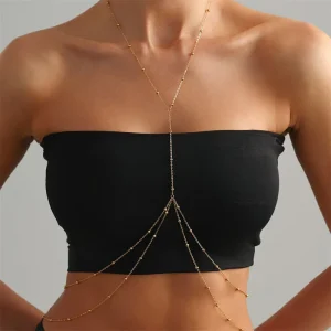 Stainless Steel Sexy Neck Linked Waist Beads Body Chains for Women Trendy Summer Street Belly Jewelry Bikini Female Accessories