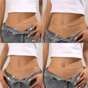 Stainless Steel Sexy Waist Link Snake Chain for Women 18k Gold Plated Fashion Body Chain Trendy Jewelry
