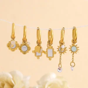Stainless Steel Shell Pendant Ear Buckle 18K Gold plated Drop Earrings Tassel Pendant Fashion Trendy Party Geometric for Women