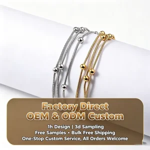 Stainless Steel Small Round bead Three layer Snake chain Bracelet Office Career Fashionable Multi layer Stacked Wrist Jewelry