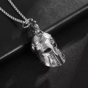 Stainless Steel Spartan Warrior Helmet Guardian Bell Motorcycle Riding Pendant for Biker Accessories
