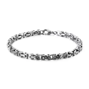 Stainless Steel Square Byzantine Bracelet Gold Men’s Titanium Steel Fashion Jewelry Accessory
