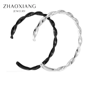 Stainless Steel Statement Bangles Fashion Jewelry Bracelets Bangles Croissant Twisted Simple Geometric Cuff Bracelet Supplier