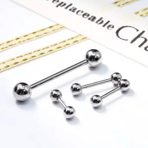 Stainless Steel Straight Barbell Body Piercing Jewelry Tongue Nipple Lip Ear Rings Unisex Ready Stock