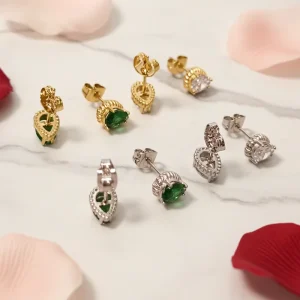 Stainless Steel Stud Earrings Gold Plated Colorful Stone Teardrop Earrings for Women Trendy Bezel Setting Jewelry