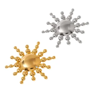 Stainless Steel Sun Brooch Pin Waterproof Rust Proof Fashion Charm for Wedding Engagement Metal Jewelry Pins