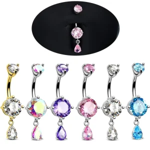 Stainless Steel Surgical Zircon Navel Belly Button Navel Piercing Rings Fashion Body Jewelry Piercings