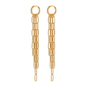 Stainless Steel Tassel Chain Earrings High End Niche Design Exaggerated Fashion Personality Statement Earrings