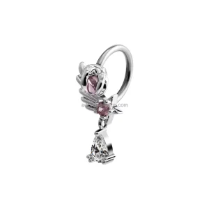 Stainless Steel Tiny Zircon Septum Earring Lip Ring Pink Body Jewelry Heart Shape Horseshoe Barbell for Wedding