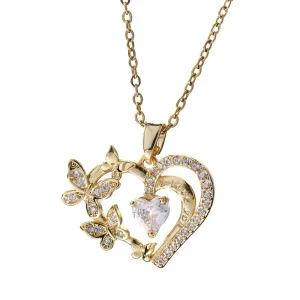 Stainless Steel Trendy Butterfly Necklace Set Link Chain 18K Gold Plated Roman Numerals Flower Design Unisex Jewelry