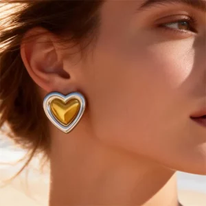 Stainless Steel Trendy Pendant Earrings Zircon Stones 18K Gold Plated Unisex Fashion Accessories for Anniversary Claw Setting