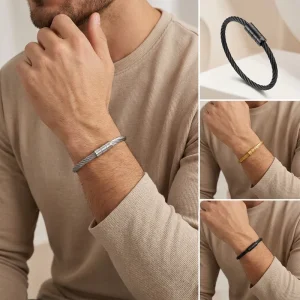 Stainless Steel Twist Rope Cable Wire Plain Carved Personalized Clasp DIY Slider Basement Bangle