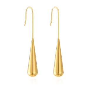 Stainless Steel Water Drop Hook Earrings 18K Gold Plated Minimalist Teardrop Dangle Earrings for Women Daily Jewelry Gift
