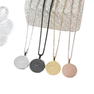 Stainless Steel Waterproof Hypoallergenic Islamic Script Round Disc Pendant Necklace Jewelry