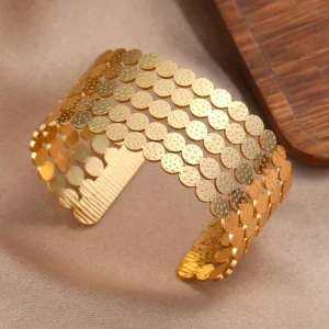 Stainless Steel Wavy Fashion Jewelry Bracelets Bangles for Adjustable Women Feather and Leaf Fashion Bracelets