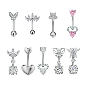 Stainless Steel Women’s Belly Piercing Jewelry with Zircon Inlaid Unique Design