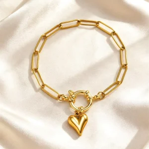 Stainless Steel Women’s Charm Bracelet with Geometric Shape Trendy Gold Plated Small Square Design for Wedding & Party Occasions