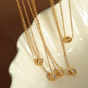 Stainless Steel Zircon Butterfly Pendant Necklace Trendy Modern Minimalist Design Gold Plated for Children