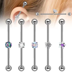 Stainless Steel Zircon Curved Barbell Ear Stud and Nose Jewelry for Women