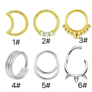 Stainless Steel Zircon Moon Three Ring Welded Body Jewelry for Wedding Engagement