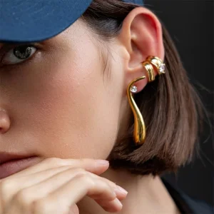 Stainless Steel with Crystal Droplet Stud Earrings for Women Trendy Waterproof Accessories Fashion Female Jewelry Gift