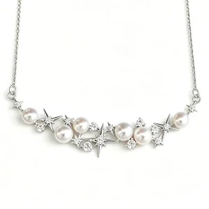 Star Smile Curve Collarbone Necklace Copper Gold Plated 3 5mm Glossy White Natural Freshwater Pearls Fashion Skin Brightening