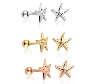 Star Tragus Cartilage Earring 16G Helix Piercing Body Jewelry Star Stud Earrings Fashion Piercing for Women Men