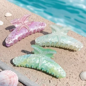 Starfish Acetate Hair Claw with Rhinestones Fashion Women Hair Accessories