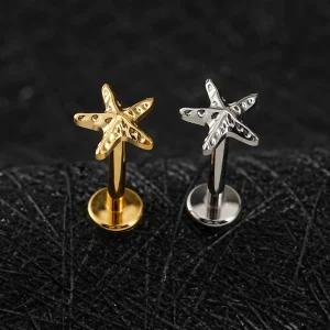 Starfish Earrings Body Jewelry Flat Back Labret Stud