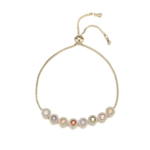 Statement Colorful Chunky Personality Pull Colored Round Zircon Friendship Bracelet