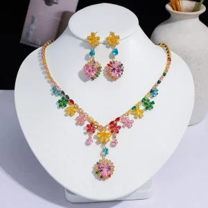 Statement Crystal Fashion Necklace Earring Set Crystal Tarnish No Fade Jewelry Set Costume Crystal Jewelry
