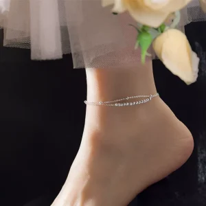 Statement Double Layered Chain Anklet Jewellery 925 Sterling Silver Anklets Bracelets Fashion Jewelry for Women