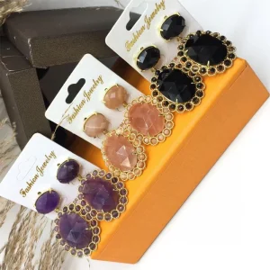 Statement Jewelry Women Earrings Natural Stone Beads Prong Setting Crystal Quartz Earrings Amethyst Ruby Turquoise Studs