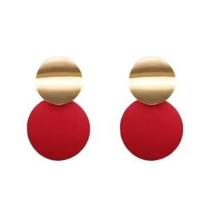 Statement Round Dangle Drop Earrings for Women Fashion Jewelry Vintage Geometric Round Sequin Hanging Gold Color Earrings