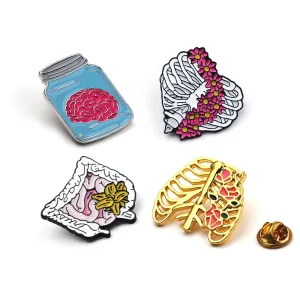 Steampunk Gothic Halloween Medical Brooch Anatomical Heart & Skeleton Nerve Pins Black Nickel Plating Factory Direct