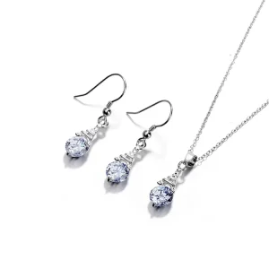 Sterling Silver 925 Eiffel Tower Design Necklace and Earrings Elegant Jewelry Set for Women