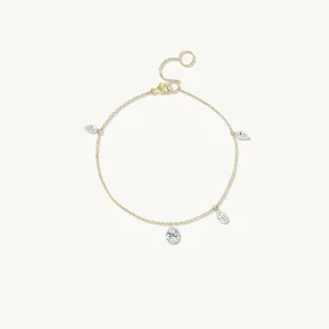 Sterling Silver 925 Gold Plated Polydiform Pear Shaped Crystal Charm Bracelet and Anklet for Women Gift for Party Occasions