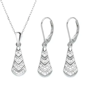Sterling Silver 925 Hollow out Crystal CZ Jewelry Necklace Ear Hanger