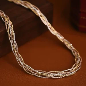 Sterling Silver 925 Vintage Gold Plated Chains Initial Necklace Fashion Jewelry