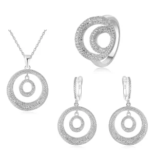 Sterling Silver Jewelry Set in Silver Cubic Zirconia Costume Fashionable Women Jewelry Set