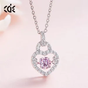 Sterling Silver Rhodium Plated Crystal Heart Shaped Pendant Necklaces Wedding & Party Gift