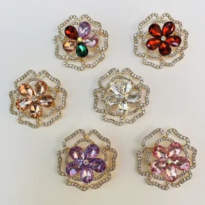 Stock Brooches Women Fashion Jewelry Gift Party Accessories Rhinestone Flower Pins Factory